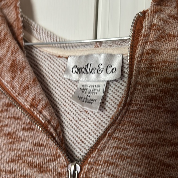 Camille & Co Peplum Jacket Zip up with Hood Size M Orange heathered color - Picture 3 of 5